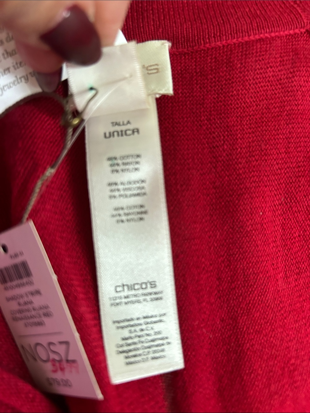 Chicos’s Shadow Stripe Ruana Renaissance Red - Picture 9 of 9
